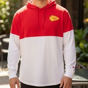 Fanatics Kansas City Chiefs Men Red White Colorblock Hooded Long Sleeve 2XL